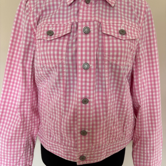 Talbots Pink Gingham Denim Jacket - Picture 2 of 8